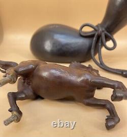 Fine Japanese Meiji Bronze Okimono Horse & Double Gourd