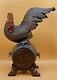 Fine Japanese Meiji Bronze Okimono Rooster On Drum Tokugawa Mons