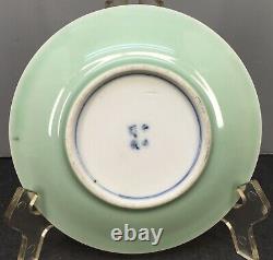 Fine Japanese Meiji Celadon Jade Color Enamel Plate by Senpoensei
