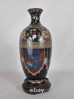 Fine Japanese Meiji Ginbari Cloisonne Enamel Dragon & Phoenix Vase