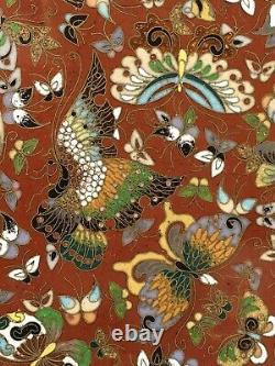 Fine Japanese Meiji Kyoto School Cloisonne Plate with Butterflies