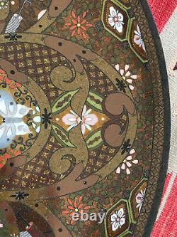 Fine! Japanese Meiji Period Aesthetic Butterfly Cloisonne Huge Wall Charger 18