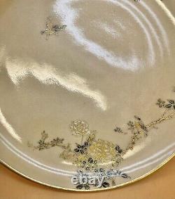 Fine Japanese Meiji Satsuma Plate Birds & Floral Designs By Kinkozan