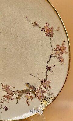 Fine Japanese Meiji Satsuma Plate With Birds On Sakura By Kinkozan