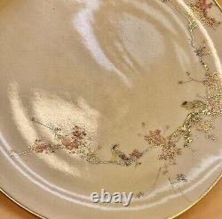 Fine Japanese Meiji Satsuma Plate With Birds On Sakura By Kinkozan