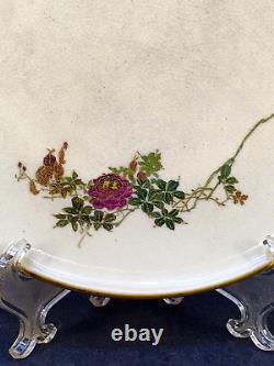 Fine Japanese Meiji Satsuma Plate with Floral & Tree Branches, attrib. To Kinkozan