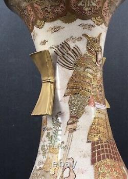 Fine Japanese Meiji Satsuma Vase With Samurai & Priest