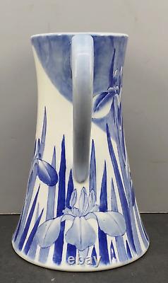 Fine Japanese Meiji Seto Ewer Irises, Signed