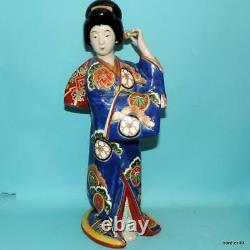 Fine Japanese Porcelain Large Antique 19thc Kutani Gild Geisha Statues Figurine
