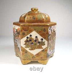 Fine Japanese Signed Meiji Satsuma Incense Burner Koro with Geishas & Buddhists