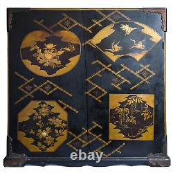 Fine Large Japanese Gilt Lacquered Table Cabinet With Auspicious Creatures Meiji