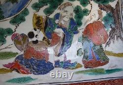 Fine MEIJI Period Japanese KUTANI Pottery LARGE BOWL-Nicely Painted Scenes-NR