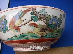 Fine MEIJI Period Japanese KUTANI Pottery LARGE BOWL-Nicely Painted Scenes-NR