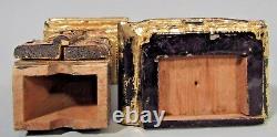 Fine Old Japan Japanese carved Gilt Wood and Black Lacquer Zushi case ca. 20th c
