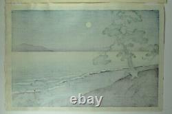 Fine Old Japanese Woodblock Print Tsuchiya Koitsu Suma Beach Wood Block