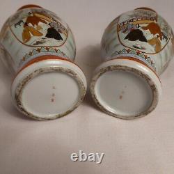 Fine Pair Arita Porcelain Vase Japan DAILY LIFE MIRROR TRIPTYCH