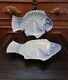 Fine Pair Of Antique 19th C Blue White Japanese Meiji Arita Fish Plates 9 3/4