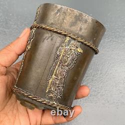 Fine Quality Antique Mix metal Japanese Shakudo Cup Mug. Japanese Bronze Cylin