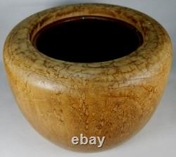 Fine Rare Japan Japanese Meiji Exotic Wood Carved Bowl with Copper Inlay