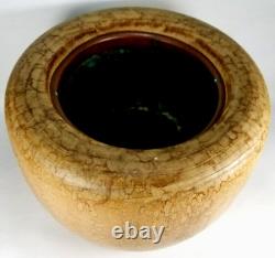 Fine Rare Japan Japanese Meiji Exotic Wood Carved Bowl with Copper Inlay