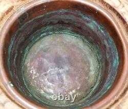 Fine Rare Japan Japanese Meiji Exotic Wood Carved Bowl with Copper Inlay