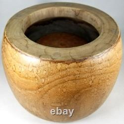 Fine Rare Japan Japanese Meiji Exotic Wood Carved Bowl with Copper Inlay