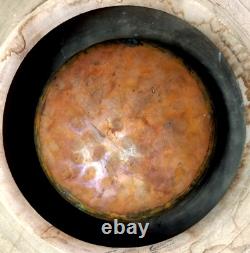 Fine Rare Japan Japanese Meiji Exotic Wood Carved Bowl with Copper Inlay