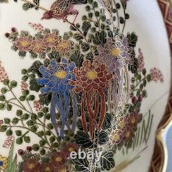 Fine Vintage Antique Japanese Artist SIGNED Satsums Bowl Flowers Birds Art WOW