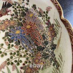 Fine Vintage Antique Japanese Artist SIGNED Satsums Bowl Flowers Birds Art WOW