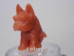 Fine Vintage Momo Coral carving of a seated Pug dog French or Japanese