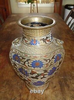 Fine antique Japanese coisonne brass vase