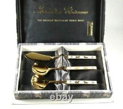 Fine rare Japan Japanese Inaba Cloisonne 3 piece Boxed set of Fish Cutlery