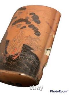 INRO MAKI-E BIRD Pattern 2.9in 19TH CENTURY Japanese Antique EDO Period Fine Art