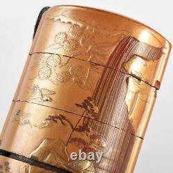 INRO MAKI-E Golden Landscape 3.5 in 19TH C Japanese Antique EDO Period Fine Art