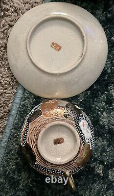 Incomplete Antique Fine Japanese Satsuma Tea Set. Meiji Period. Cups-Saucers