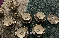 Incomplete Antique Fine Japanese Satsuma Tea Set. Meiji Period. Cups-Saucers