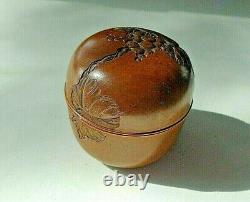 Incredibly Fine Antiqu Japanese Meiji Eggshell Thin Hand Carved Wood Box- Signed