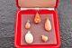 Japan Antique Red Coral Carved 5 Items Pendant 0.58oz With Certificate And Box