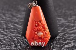 Japan Antique Red Coral Carved 5 items Pendant 0.58oz with Certificate and box