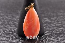 Japan Antique Red Coral Carved 5 items Pendant 0.58oz with Certificate and box