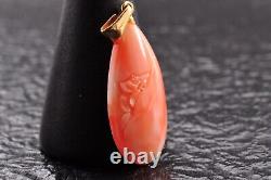 Japan Antique Red Coral Carved 5 items Pendant 0.58oz with Certificate and box