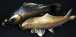 Japan Koi carp bronze sculpture 1970 Hidemasa Japanese fine art