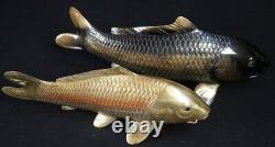 Japan Koi carp bronze sculpture 1970 Hidemasa Japanese fine art