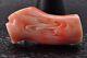 Japanese Antique Coral Carved 1.53in 0.45oz Obidome With Certificate And Box