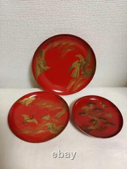 Japanese Antique Fine Maki-e Sakazuki Meiji Period GC wo/ Box Set of 3 Very Rare