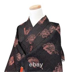 Japanese Antique Leaf Pattern Dot Fine Kimono