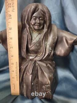 Japanese Antique Signed/ Mark Bronze Sculpture Kabuki Actor Fine Detail