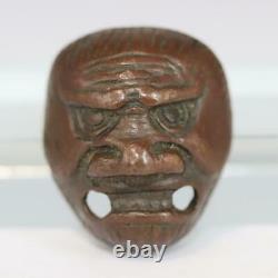 Japanese Antique copper Face Netsuke Fine decoration demon NW188
