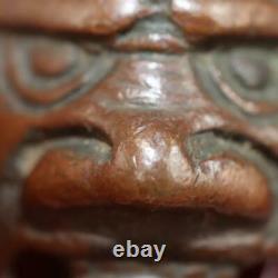 Japanese Antique copper Face Netsuke Fine decoration demon NW188