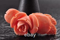 Japanese Antique pink Coral (1.41in 65ct) Rose OBIDOME with certificate and Box